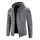 Chejarity Strickjacke Feinstrick Herren Langarm Stehkragen Cardigan Strickpullover mit Reißverschluss Männer Zipper Gestrickt Kapuzenjacke Übergangsjacke W