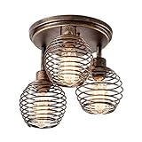 Retro Industrie Deckenleuchte 3 Licht Spirale hohlen schmiedeeisernen Käfig Vintage Küche Loft Bar dekorative Vintage Lampe Innenbeleuchtung (KEINE Glühbirne)