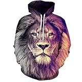 WXDSNH Gradient Lion 3D Hooded Sports Sweatshirt Baseball Uniform Herren Animal-Print Hoodie Kopf Trainingsanzug Street C