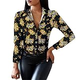 KGLHTYU Blusenkragen Damen Bluse Damen Elegant mit Kragen Damen Herbst Winter Casual Oversized Hemdjacke mit Reißverschluss Langarmshirt Bluse Leopardenmuster Tunika Damen Langarm H