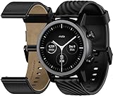 WearOs Smartwatch für Motorola Moto 360 3. Generation, Edelstahl-Gehäuse mit 20 mm Band, ganztägige Batterie, Schw