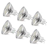 Wowatt 6er MR16 LED Warmweiss Led GU5.3 MR16 12V 6W Ersatz für 40W 35W 20W Halogen Lampe AC DC12V Kein Stroboskopeffekt GX5.3 2800K Hohe CRI 82 Ra 480lm Hell Birne Leuchtmittel 120°Abstrahwinkel Sp