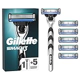 Gillette Mach3 Nassrasierer Herren, Rasierer + 6 Rasierklingen mit 3-fach Klinge, Geschenk M