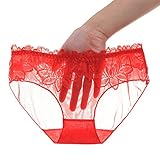 JK Home Transparente Spitze Panties Stretch Niedrige Taille Unterwäsche Bikini Slip für Frauen Gr. 42, 1 Stück,