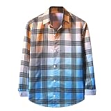D-Rings Herren Hemd Langarm Slim Fit Diamant-Gitter Karohemd Kariert Faltenfreies Langarmhemd Freizeit Hochzeit Business Party Shirt für M