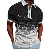 Casual Revers Short Sleeve Tees Poloshirt Herren Revers Shirt Drucken Poloshirt Revers Baumwolle 3D Druck Kurzarm Sweatshirt mit Batik Design Kurzarm Tshirts für M
