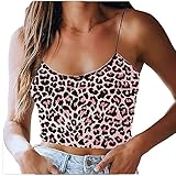 Tank Top Damen Sexy Mode Sommer Rundhals Damen Bluse Persönlichkeit Mode Leopard Ärmellos Druck Design Alltag Lässig Party Sandstrand Urlaub All-Match Damen Bauchfrei T-Shirt C-Pink 5XL