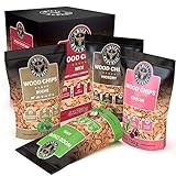 Premium Räucherchips Mix (Hickory, Apfel, Buche und Kirsche) für optimales Raucharoma beim Grillen / 100% Natürliches Smoker-Holz geeignet für Kugel- Stand und Gas-Grill (4 x 750 g)