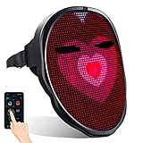 megoo Led maske mit bluetooth programmierbar,karneval maskerade geburtstag kostüm cosplay party halloween leuchten erwachsenen maske,coolste vollgesichtsmaske maske im jahr 2021(USB Aufladung)