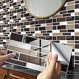 Fliesenaufkleber Bad 10x20 CM Schokolade 3D Selbstklebende Deko Wandaufkleber Fliesensticker für Küche und Badzimmer Vinyl Selbstklebend Wasserdichtküchenrückwand（12 Stück）