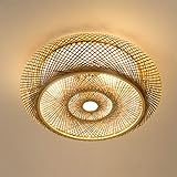 Deckenleuchte Bambus Handgewebte Natürlicher Rattan Pendellampe LED Deckenlamp, E27 Retro Rattan Lampe Licht Holz Beleuchtung ,Kreative Handmade Lampenschirm Für Restaurant ,Schlafzimmer, Arb
