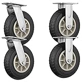 LFLLFLLFL Swivel Castor Räder 4 STÜCKE Rollen Räder Heavy Duty Casters Gummi Stummschaltung Industrielle Trolley Möbel Caster mit Bremsen 5/6 / 8 Zoll Rollen (Color : 2 Swivel+2 Fixed, Size : 6in)