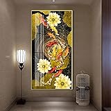 Chinesischen Stil Schwimmen Goldfisch Paar Karpfen Goldener Fisch Lotus Blume Leinwand Malerei Wandkunst Poster Veranda Eingang Wohnzimmer Büro Wohnkultur Wandb