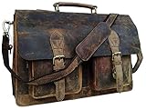 Businesstasche Aktentasche Bremen Arbeitstasche Bürotasche Umhängetasche Qualität 18 Laptoptasche Ledertasche Vintage Uni Collegetasche Ordner Braun Herren Damen Groß XXL