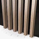 KLEMP Lamellenwand Wandverkleidung| 9 STK. (0,5 lfm) | Aus MDF dekorative Paneele | Länge: 280cm | Farbe: Bernsteineiche | Wand und Decke Holzlamellen für Wohnzimmer, Flur, Schlafzimmer | Holzp
