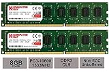 Komputerbay 8GB (2X4GB) DDR3 DIMM (240 pin) 1333MHz 1.35~1.5V PC3-10600/PC3-10666 8 GB KIT Unbuffered DIMM CL 9