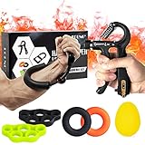 FOLNG Handtrainer Fingertrainer, mit Zählfunktion Handgelenk-Unterarm-Handtrainer, Fingerübungs-Verstellbarer Greifer für die Wiederherstellung von Verletzungen und Muskelaufbau [7er Set]