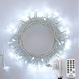 NEXVIN 100 LED Lichterkette Weihnachtsbeleuchtung in Weiß, 13m Lichterkette Steckdose mit Fernbedienung und Timer, 8 Modi Dimmbar, für Weihnachten Innen Außen Weihnachtsbaum Dek