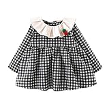 Kleinkind Kinder Mädchen Langarm Rüschen Rüschen Plaid Kleider Winter Frühling Casual Rundhalsausschnitt Partykleid Shirt Kleider 12 Monate-3 Jahre (Black, 18-24 Months)