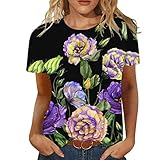 Fun-Tops & Shirts Sweatshirt Damen Pullover Rundhals Langarmshirt Dandelion Baumwolle Bedrucktes Oberteil Tops Herbst Freizeit T-Shirts Bluse Casual Lose Sun Flower Printed Pulli Oberteile XXL