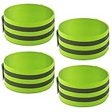 ECENCE 4X Reflektorband mit Klettverschluss(2X 40cm, 2X 30cm) Gelb Reflektorband Fahrrad Kinder Ranzen Erwachsene Sicherheits-Armband Reflektierende Folie Elastisch Outdoor Schutzb