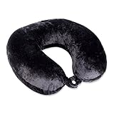 Schramm Nackenkissen mit praktischem Druckknopf in 5 Farben Reisekissen Nackenhörnchen orthopädisches Nackenstützkissen Memory-Schaum Travel Neck Pillow, Farbe:schw