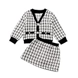 Loalirando Baby Girls’ Tweed Cardigan + Mini Skirt Princess Dress, Autumn/Winter Clothing Set Schwarz 2 12-18 M