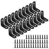 Winkelverbinder 90 Grad Winkel Klammern L-form Rechtwinkliges Edelstahl Ecke Klammer Möbel Angle Brackets mit Screws für Tabelle Stuhl Bücherregal 30 * 30mm Schwarz 20 Stück