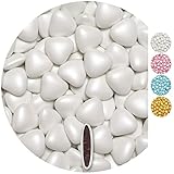 EinsSein® Schokoherzen Pearl 500g ca. 277 St. weiß med. Gastgeschenke Hochzeit Schokodragees schokolinsen dragees Süssigkeiten Taufe herz candy bar Candybar Hochzeitsmandeln Taufmandeln herzdrag