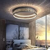 54W LED Deckenleuchte Dimmbar Schlafzimmer Lampe, Einzigartig Rund Schwarz Gold Aushöhlen Design Wohnzimmer Light, Arbeitszimmer Deckenlampe aus Eisen, Esszimmer Büro Leuchten mit Fernbedienung, Ø52