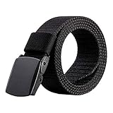 Dokpav Herren Gürtel, Herren Militär Taktische Gürtel Verdickte Nylon Atmungsaktiv Canvas Stoff Gürtel Verstellbare Gurtband mit Kunststoff Schnalle 140cm Länge (Schwarz)