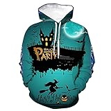 KJDPP Halloween für Herren Kapuzenpullover Halloween Kürbis 3D Gedruckter Pullover Männer und Frauen Persönlichkeit Paar Langarm Kapuzenpullover Casual Pullover,D,XXL