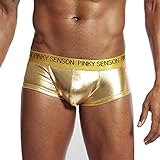 WXZZ Herren Unterwäsche Boxershorts Slip Sexy PU Leather Unterhosen Leder Dessous Bequeme Männer Kurze Hosen Bulge Pouch Slips Hipster Briefs Freizeit Shorts Boxer Retroshorts Erotische Reizw