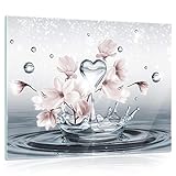 DekoShop Glasbild Echtglas Glasfoto Wandbild Magnolie AMDGT10163G5 G5 (80cm. x 60cm.) Real G