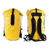 Miton Finback 50 Liter Dry Bag - LKW Plane wasserdichter Rucksack - Packsack mit Rotationsverschluss - Signalfarbe gelb - für Camping, Angeln, Boot, Rafting oder Kajak