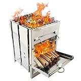 SISHUINIANHUA Outdoor Grill Herd Edelstahl Camping Grill tragbare Mini Holz leichte Küche Falten Rucksack Picknick