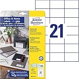 AVERY Zweckform 3652-10 Adressaufkleber (210 Klebeetiketten, 70x42,3 mm auf A4, bedruckbare Absenderetiketten, selbstklebende Adressetiketten mit ultragrip, ideal fürs HomeOffice) 10 Blatt, weiß