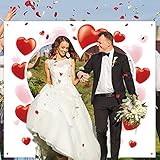 Hochzeitsherz zum Ausschneiden CINVEED Brautpaar Hochzeitslaken 1.8x2m Herzmotiv Bettlaken Deko mit Scheren für Herz schneiden Hochzeitsbräuche Hochzeitsspiele Fotohinterg