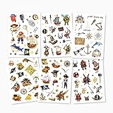 Pandawal® Tattoo für Kinder Piraten Tattoos 6er Set Junge | Mädchen perfekt für Kindergeburtstag Party Mitgebsel Hautfreundliche Temp