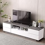 Merax TV-Bank,Moderner Colorblocking TV Schrank,TV Lowboard, Oberfläche TV-Regal mit Holzmaserung, Fernsehtisch TV Board Rack 180 x 38 x 46 cm(B x H x T)