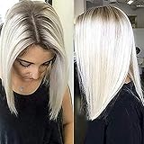 Ombre Weiße Blonde Perücke Gerade Kurze Bob Lace Front Perücke Glueless Brown verwurzelte synthetische Perücken für F