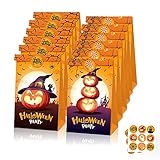 Papier Partytüten Set Halloween Süßigkeiten Tüten Candy Tüten zum Verpacken Kraftpapier Partytüten,12 PCS Halloween Geschenktüten mit 18 PCS Aufkleber,Verpacken Für Halloween Partydekoration Supp