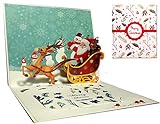 Weihnachtskarten, Deesospro® Karte 3D pop up Grußkarte mit schönen Papier-Cut, bestes Geschenk für Weihnachten, Umschlag enthalten, Chrismas Geschenkkarte, Santa C