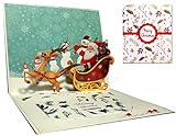 Weihnachtskarten, Deesospro® Karte 3D pop up Grußkarte mit schönen Papier-Cut, bestes Geschenk für Weihnachten, Umschlag enthalten, Chrismas Geschenkkarte, Santa C