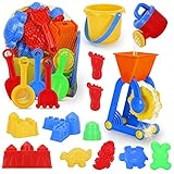 JoinJoy Sandspielzeug Sandkasten Spielzeug Set Für Kinder 19 Stück Strandspielzeug Set in wiederverwendbarer Netzbeutel badewannenspielzeug Jungen Mädchen S