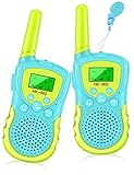 Walkie Talkies für Kinder 8 Kanal Funkgerät mit Hintergrundbeleuchteter LCD-Taschenlampe, 3 Meilen Reichweite für Abenteuer im Freien und Camping Für Junge Mädchen Spielzeug, 2 Paket (Hellblau)