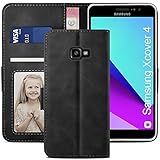 YATWIN Handyhülle Samsung Galaxy Xcover 4S Hülle, Klapphülle Samsung Galaxy Xcover 4 Premium Leder Brieftasche Schutzhülle [Kartenfach][Magnet][Stand] Handytasche für Samsung Xcover 4 Case, Schw