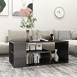 Festnjght Couchtisch Wohnzimmertisch Modern Sofatisch Beistelltisch mit Stauraum Kaffeetisch Wohnzimmer Tisch mit Fächer Hochglanz-Grau 100x50x40