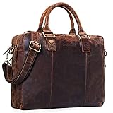 STILORD 'Zacharias' Vintage Businesstasche Leder Aktentasche groß XL 15,6 Zoll Laptoptasche Schultertasche Umhängetasche aufsteckbar Echtleder, Farbe:Zamora - b