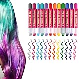 Joycabin Haarfarbe Kreide, 12 Farben Haar Colorationen Auswaschbare, Ungiftiges Temporäres Haarfärbemittel für Kinder, Haarkreide-Set für Geschenk DIY Cosplay für Karneval Weihnachten Hallow